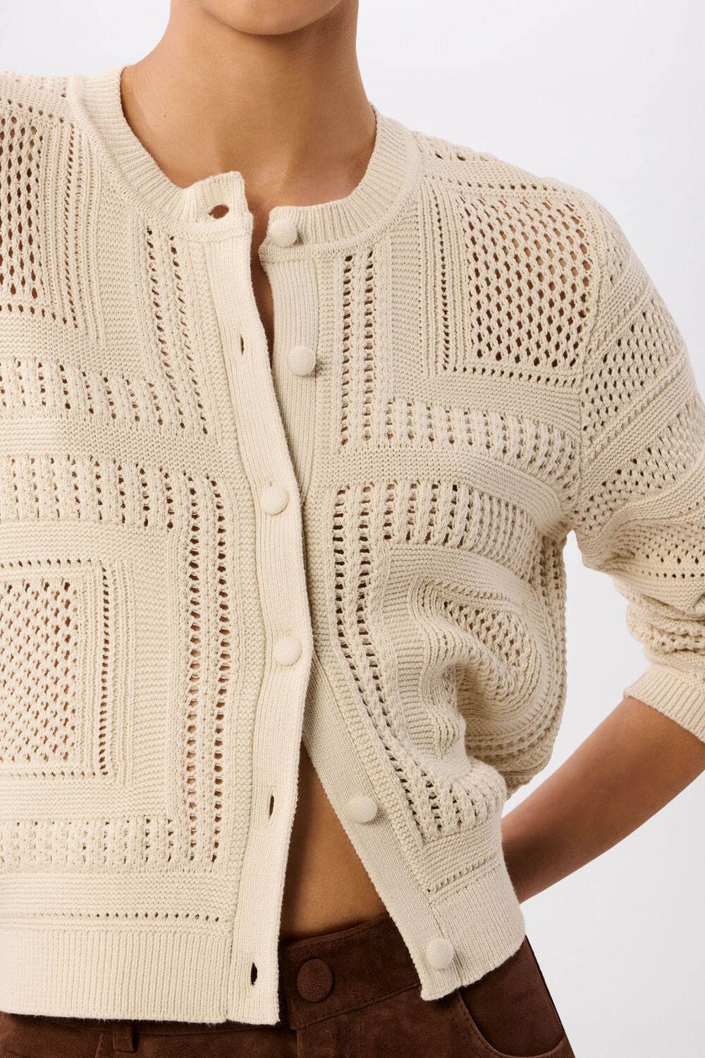 Ivory Crochet Detail Cardigan