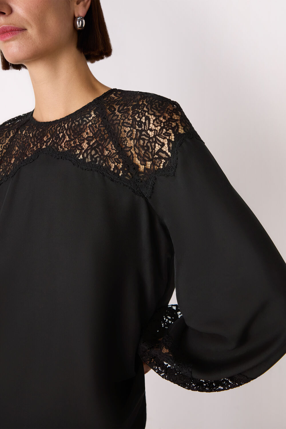 Lace Detail Satin Blouse