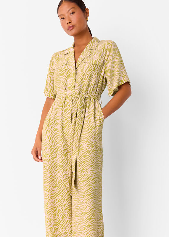 Green Petite Kelly Tiger Flame Jumpsuit