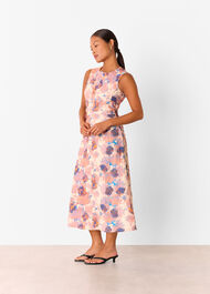Petite Floral Textured Midi Dress