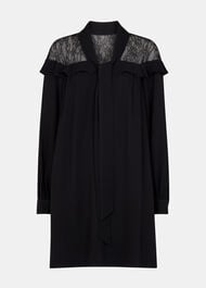 Lace Detail Crepe Mini Dress