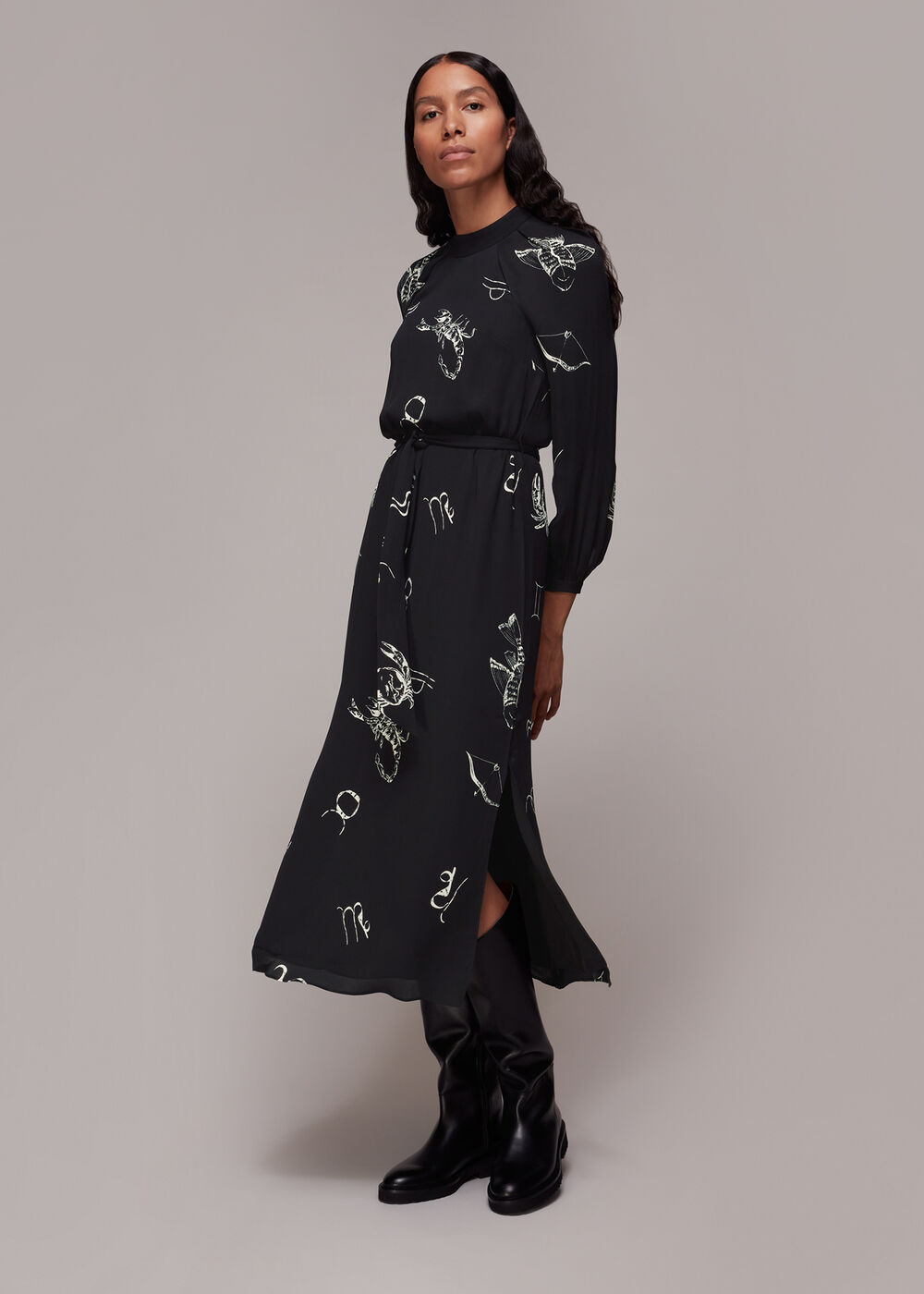 Black Kati Horoscope Print Dress