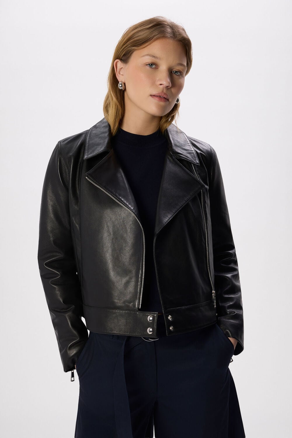 Black Clean Zip Leather Jacket