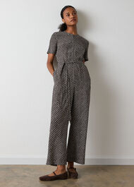 Petite Check Short Sleeve Jumpsuit