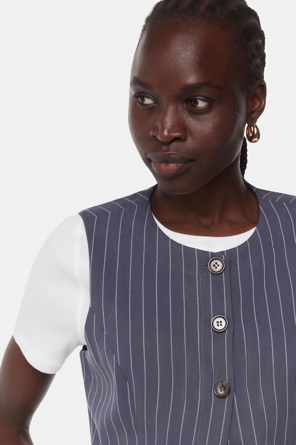 Navy Lottie Pinstripe Waistcoat