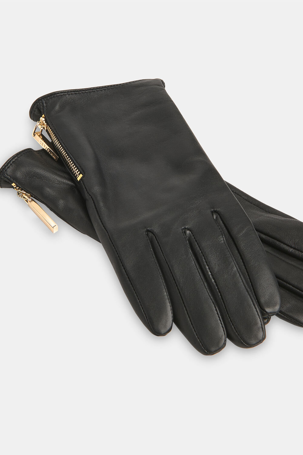Black Zip Leather Gloves