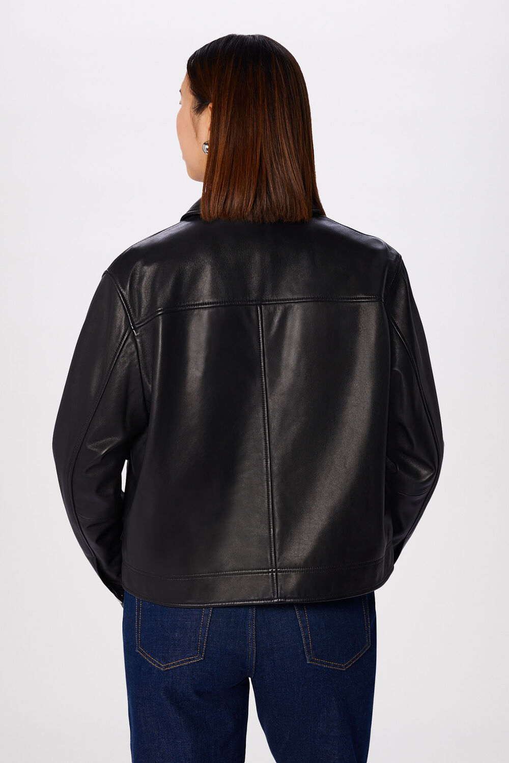 Black Natia Leather Western Jacket