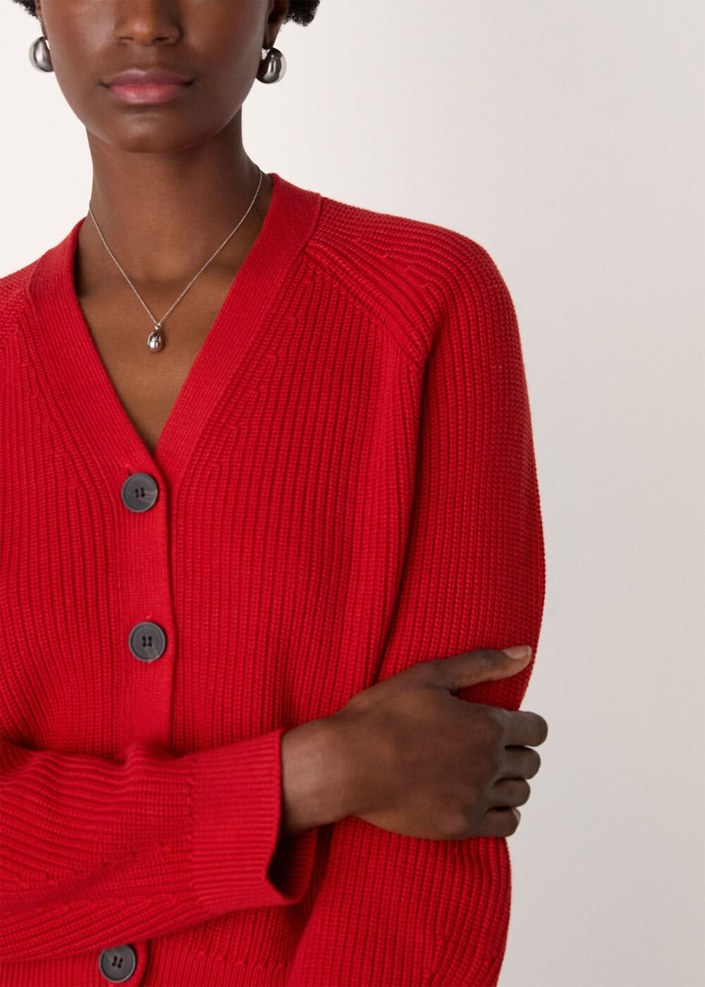 Petite V Neck Cotton Cardigan