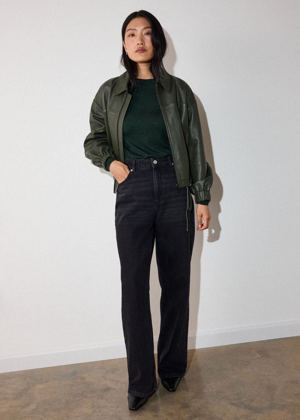 Dark Green Annie Sparkle Crew Neck