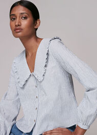 Oversized Collar Stripe Top