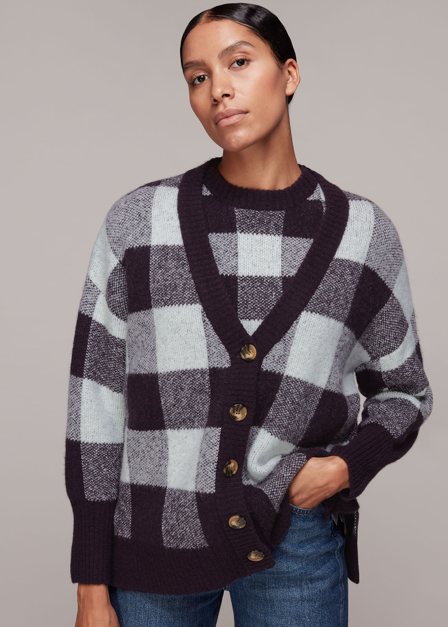 Multicolour Checked Cardigan | WHISTLES |