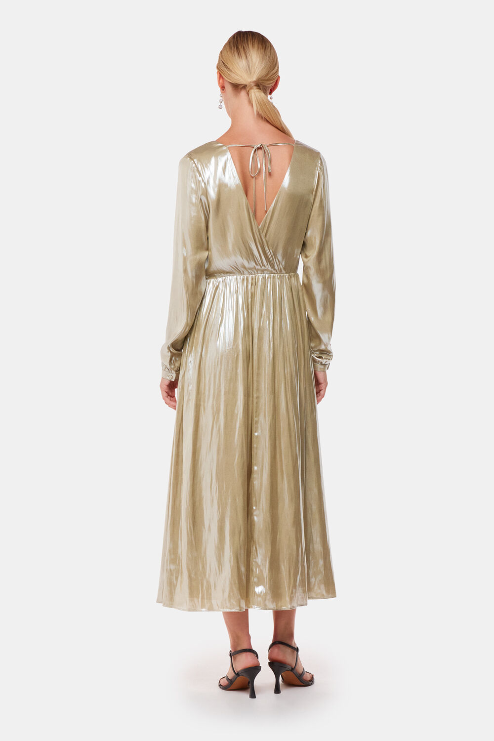 Gold Metallic Wrap Front Dress
