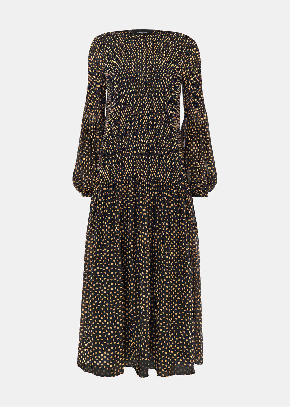 Spot Print Plisse Midi Dress