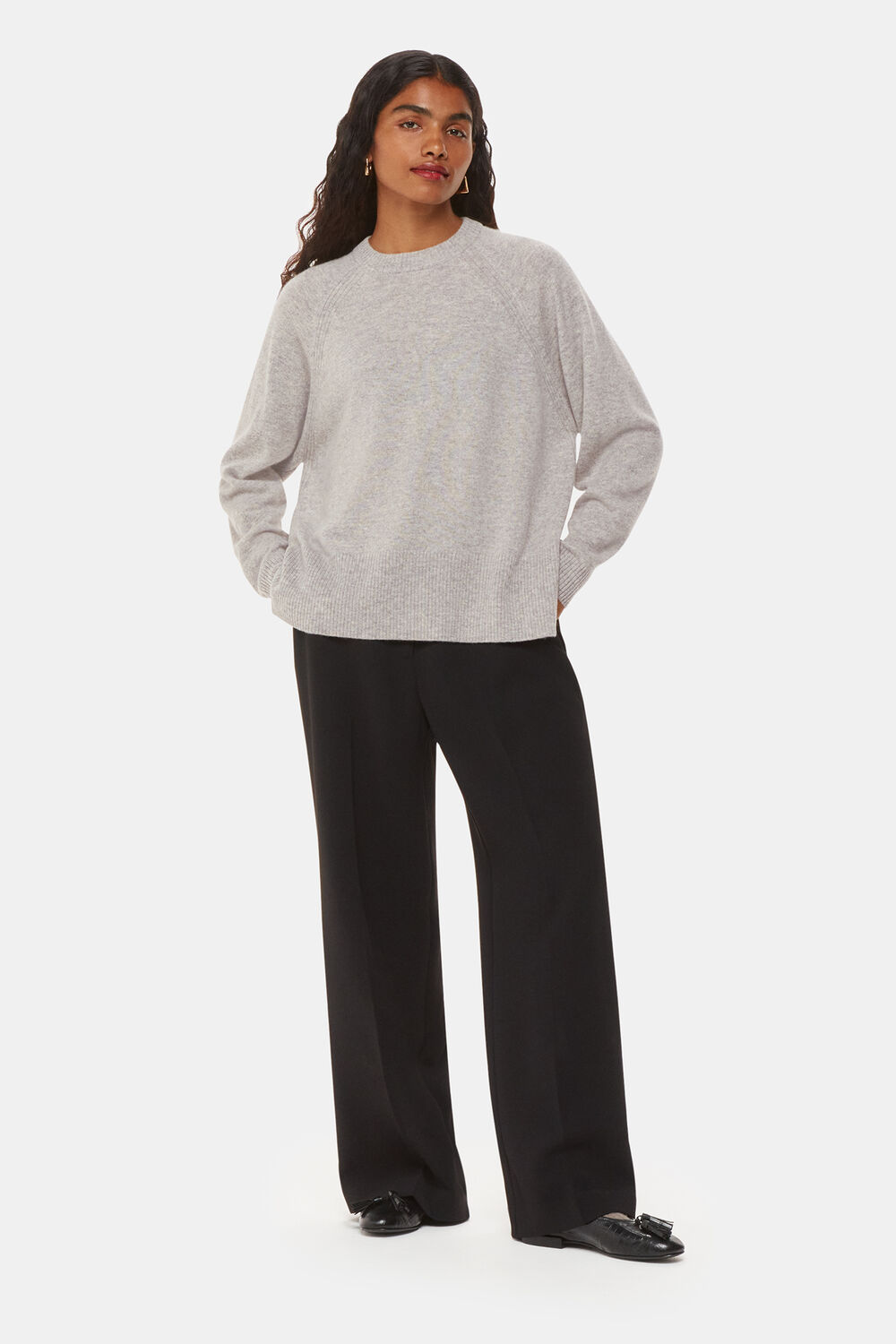 Grey Marl Petite Ultimate Cashmere Crew Neck Sweater