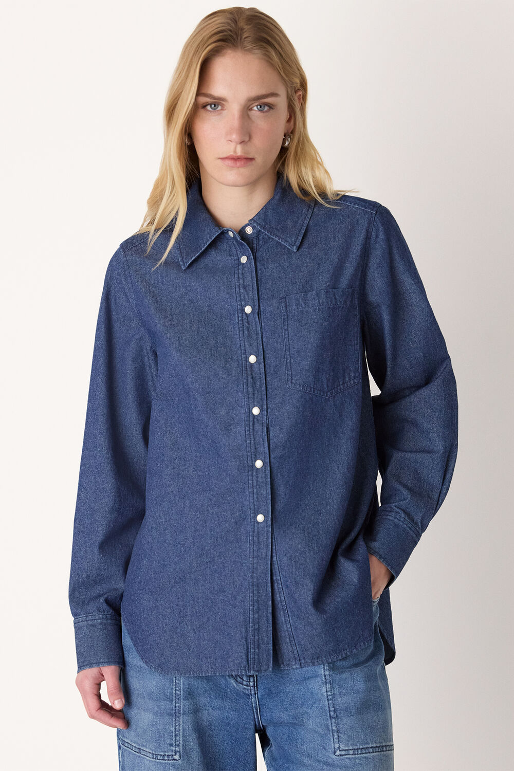Denim Pocket Detail Cotton Shirt