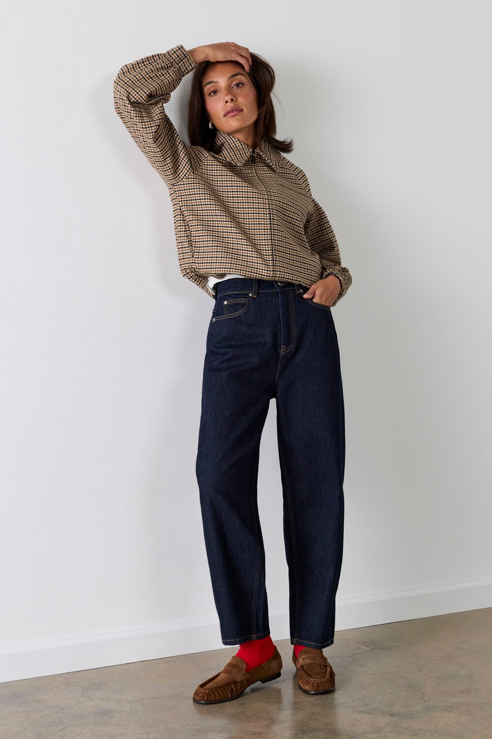 Dark Denim Authentic Barrel Leg Jean