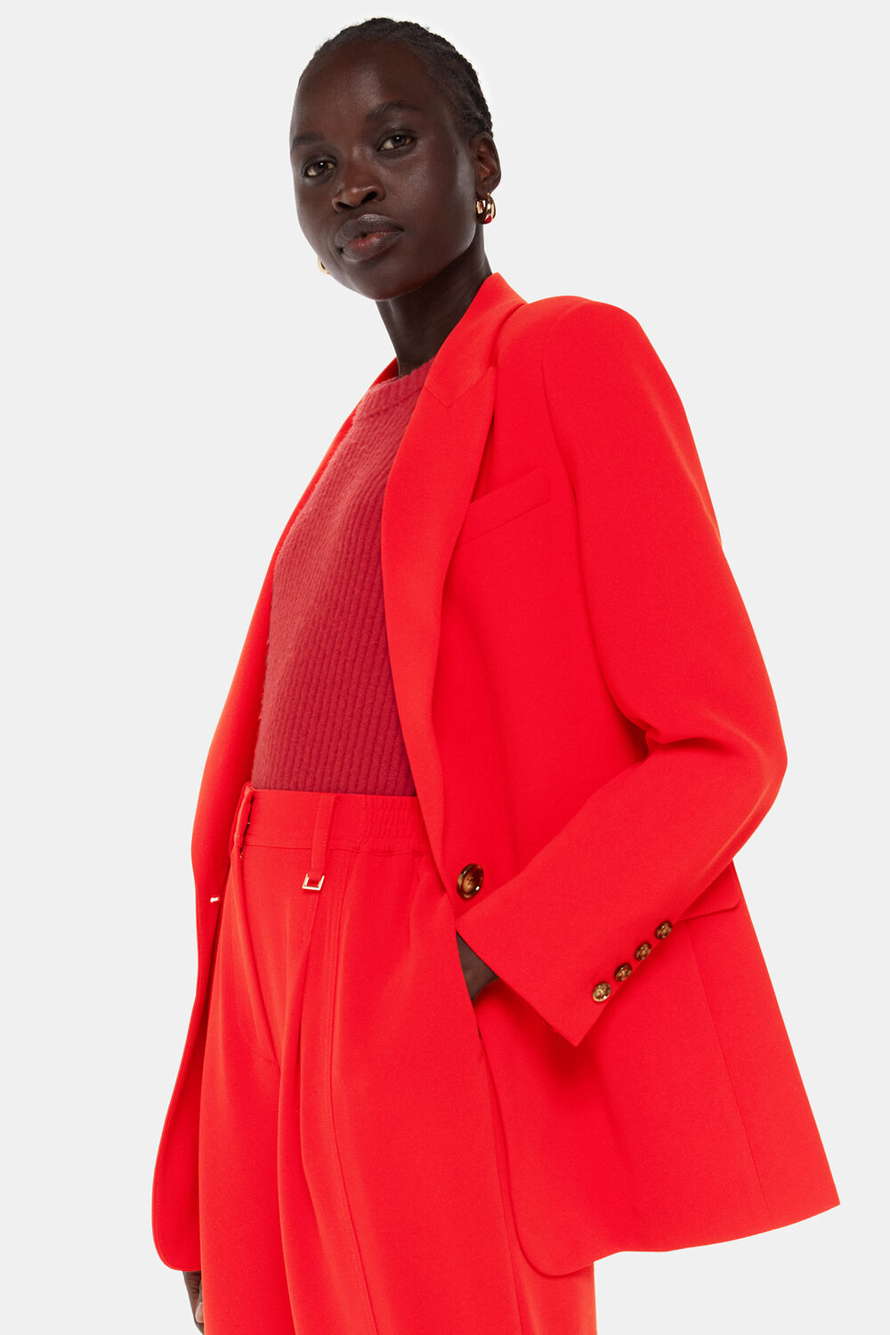 Red Boyfriend Crepe Blazer