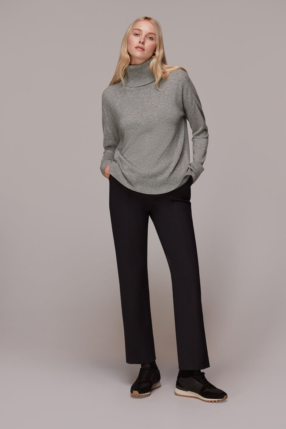 Grey Cashmere Turtleneck Sweater