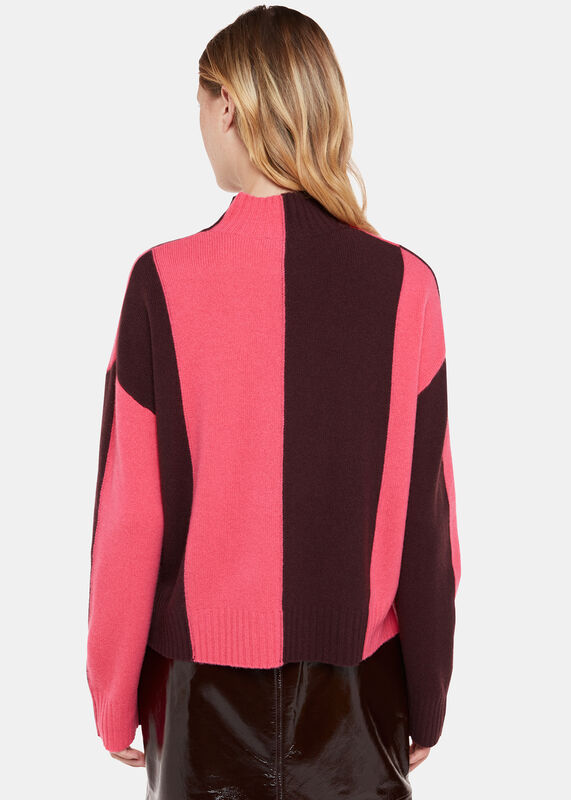 Pink Vertical Stripe Mock Neck