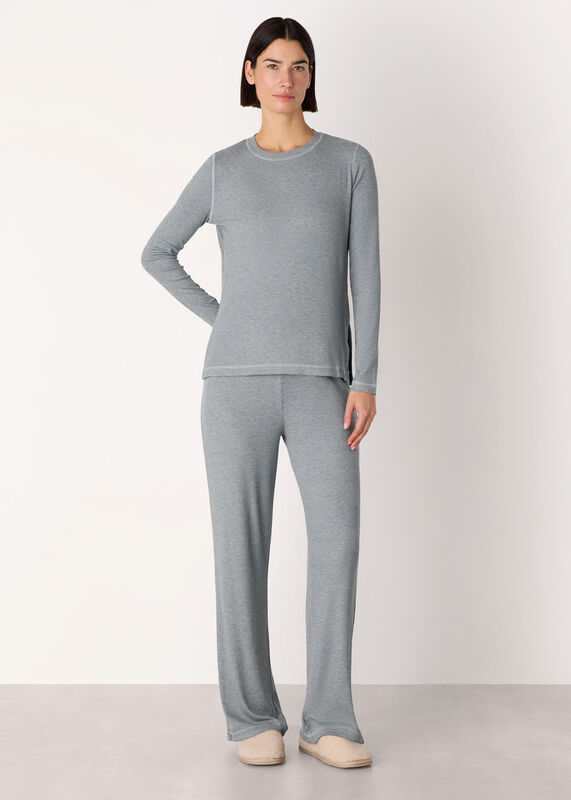Grey Marl Rib Jersey Pajama Top 