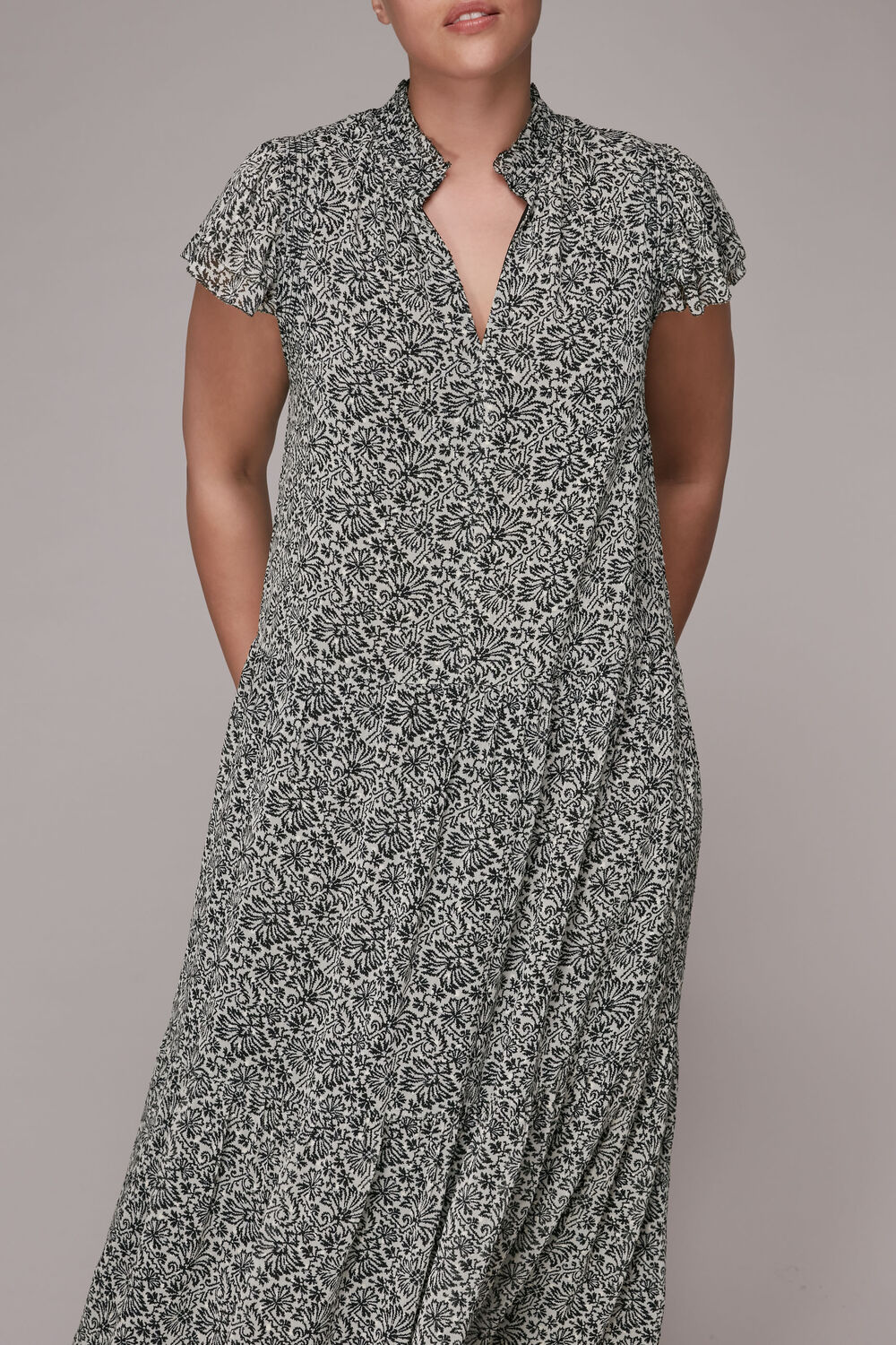 Black Indo Floral Print Tiered Dress