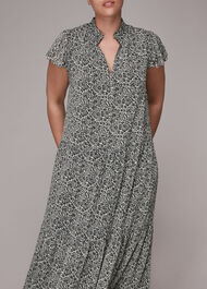 Indo Floral Print Tiered Dress