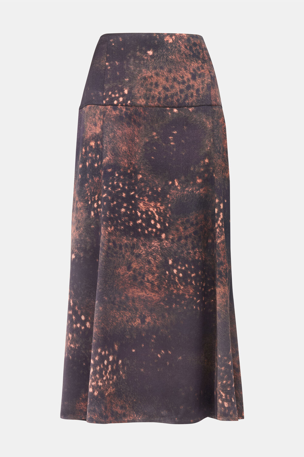 Brown Spotted Animal Midi Skirt