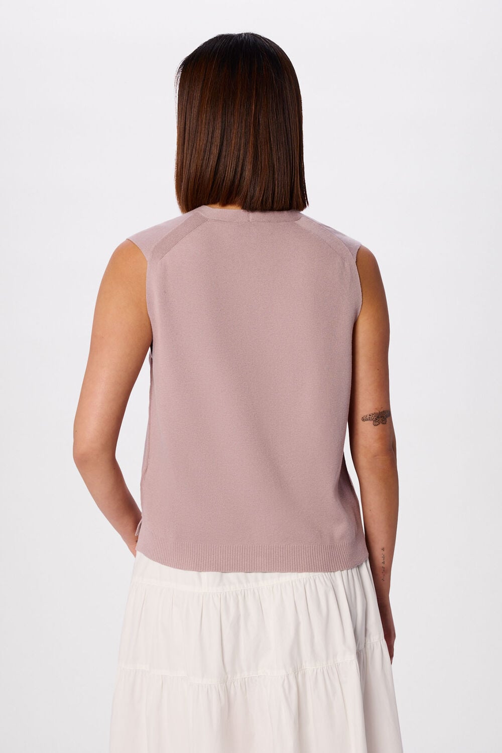V Neck Button Front Knit Tank