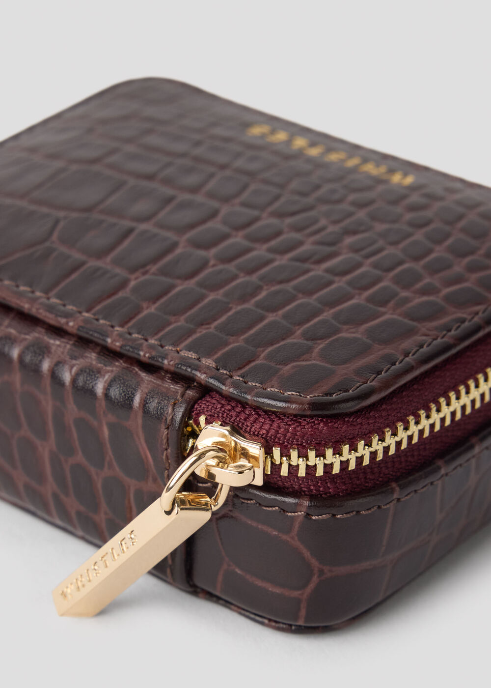 Brown Croc Leather Jewellery Box