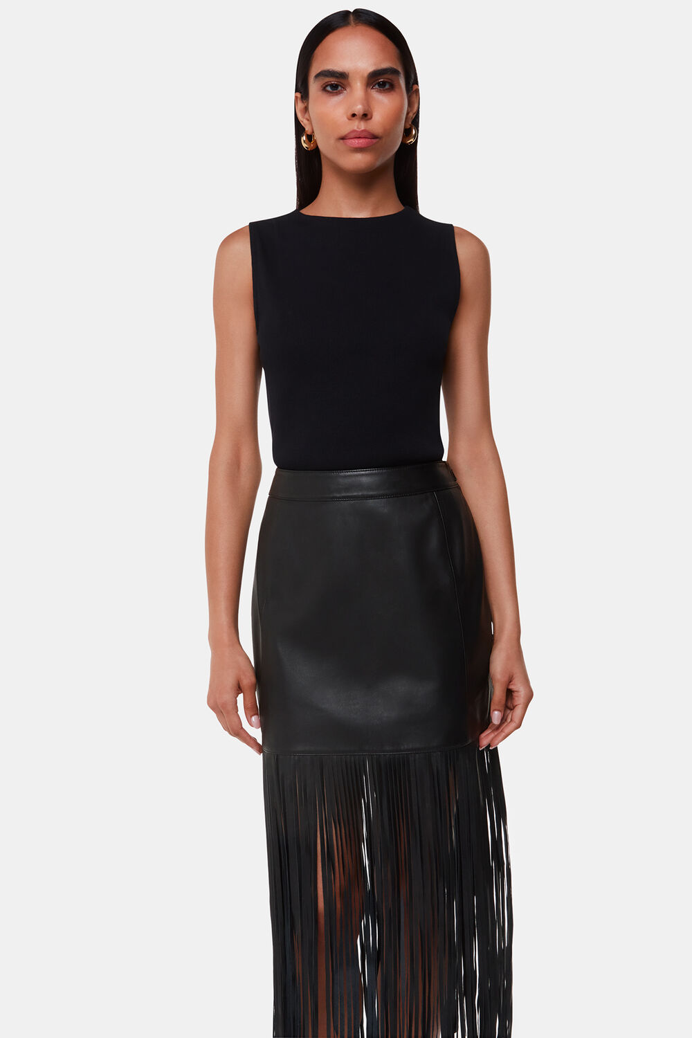 Leather Fringed Mini Skirt