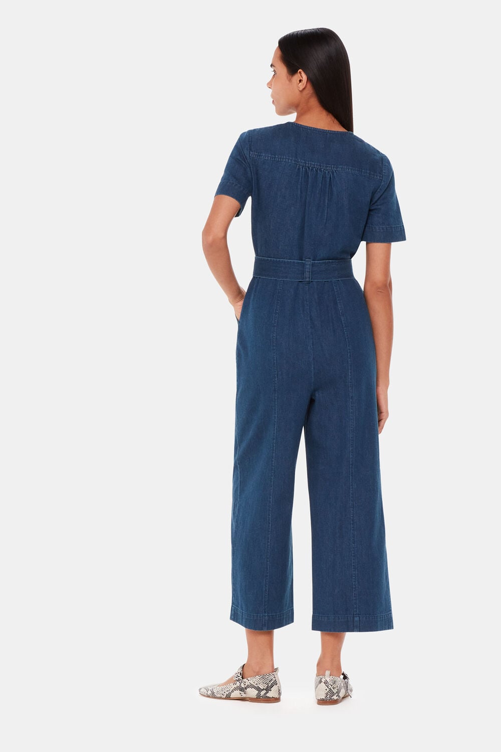 Short Sleeve Denim Jumpsuit