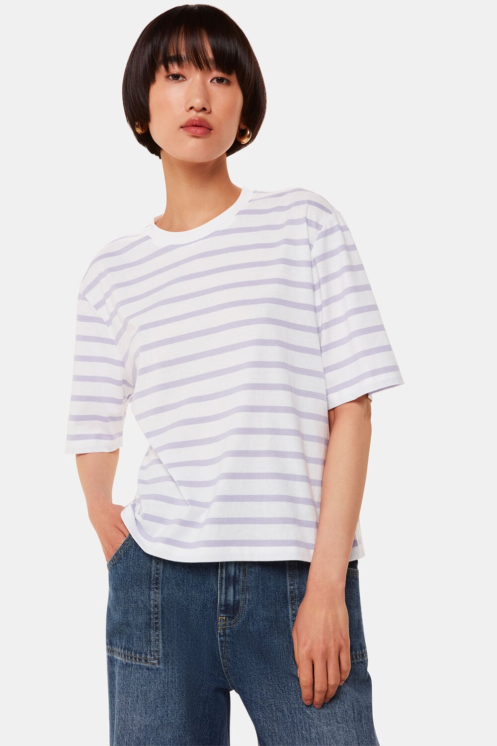 Lilac Stripe Short Sleeve Tee
