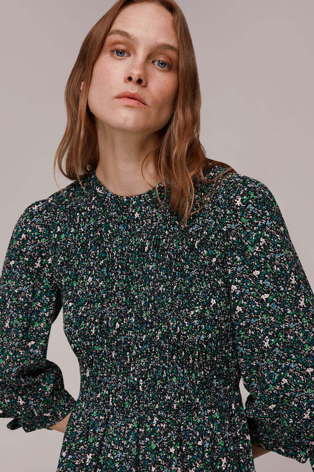 Midnight Garden Shirred Dress