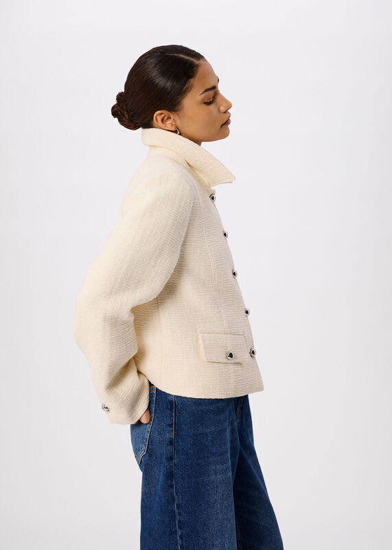 Ivory Petite Cropped Boucle Jacket