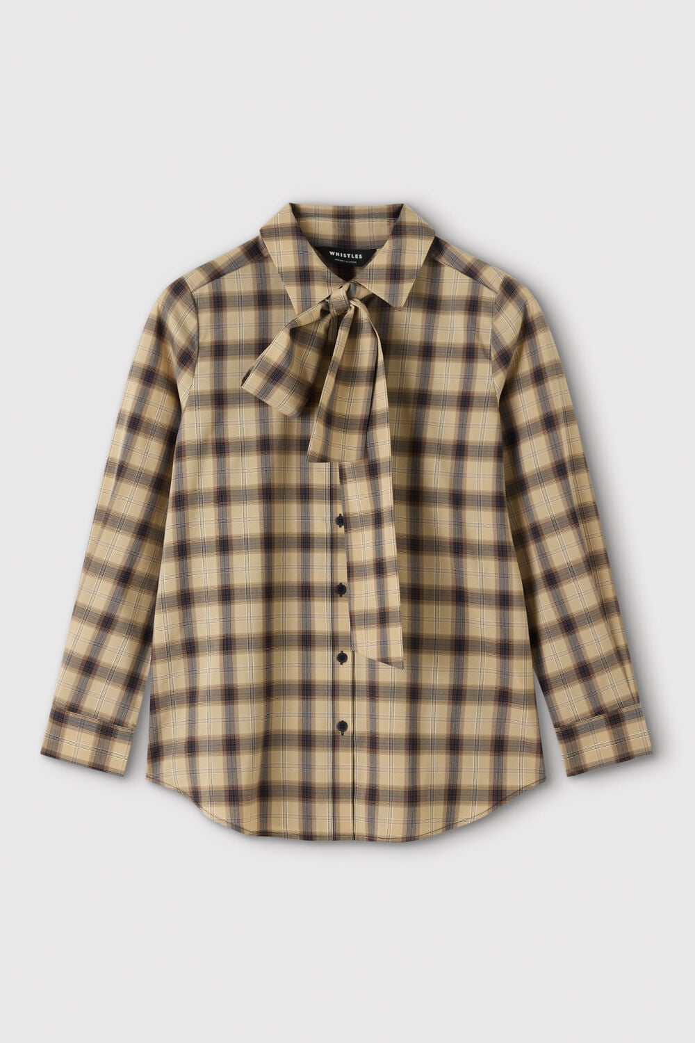 Detachable Scarf Check Shirt