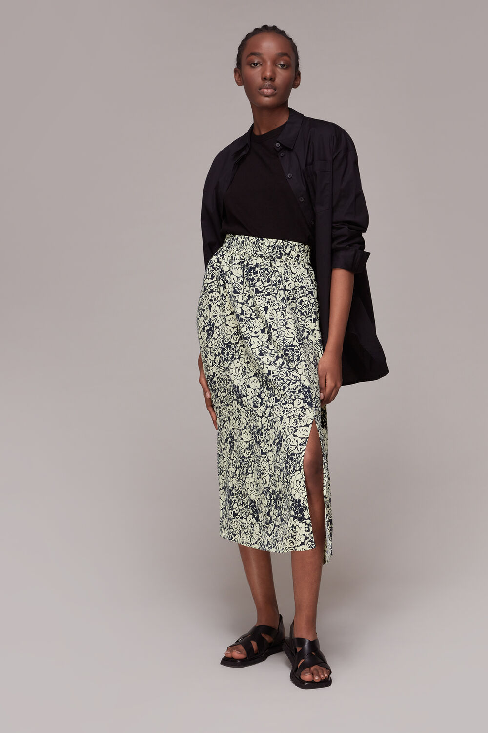 Graphic Floral Pull On Skirt