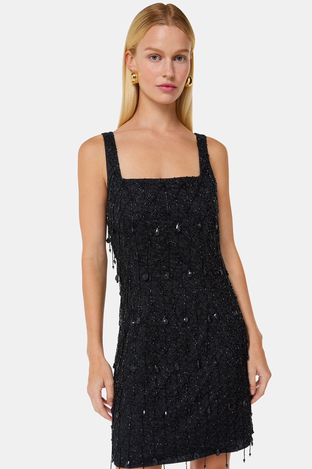 Black Beaded Mini Dress
