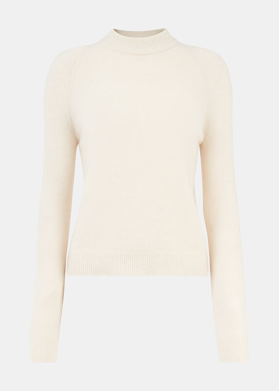 Ivory Wool Textured Crew Neck Sweater