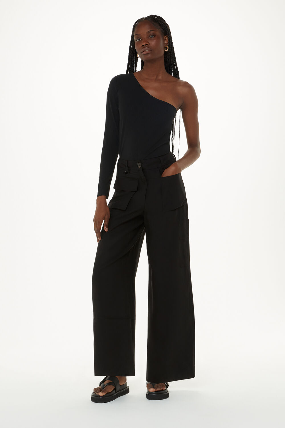 One Sleeve Ribbed Top
