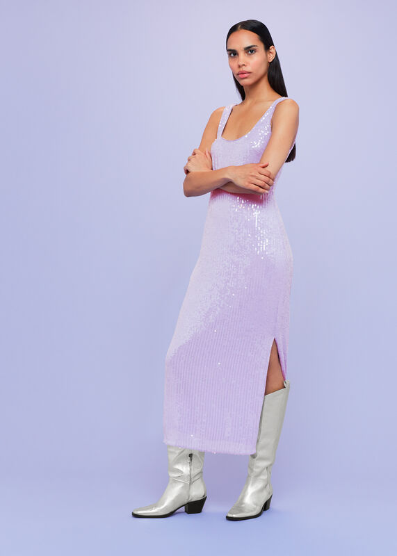 Lilac Miriam Sequin Midi Dress