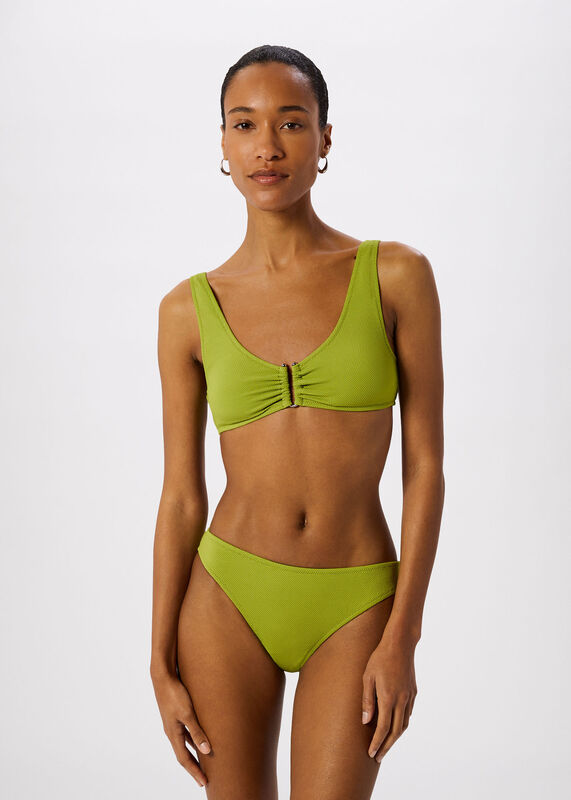 Green Textured Bikini Bottom