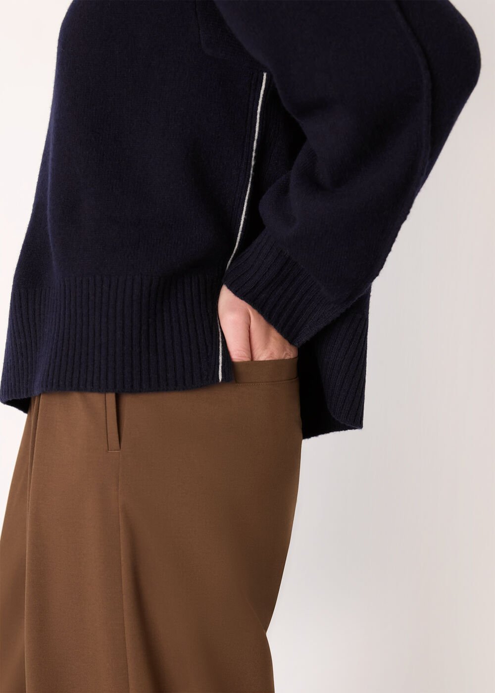 Side Stripe Detail Wool Knit