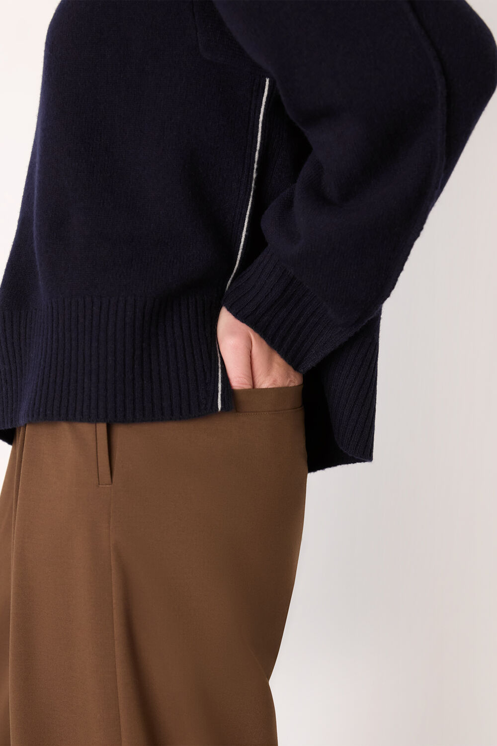 Side Stripe Detail Wool Knit
