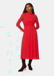 Petite Arabella Ruched Mesh Dress