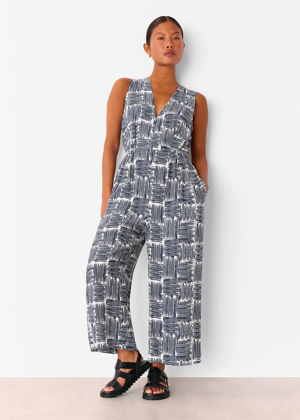 Petite Hatch Squares Jumpsuit