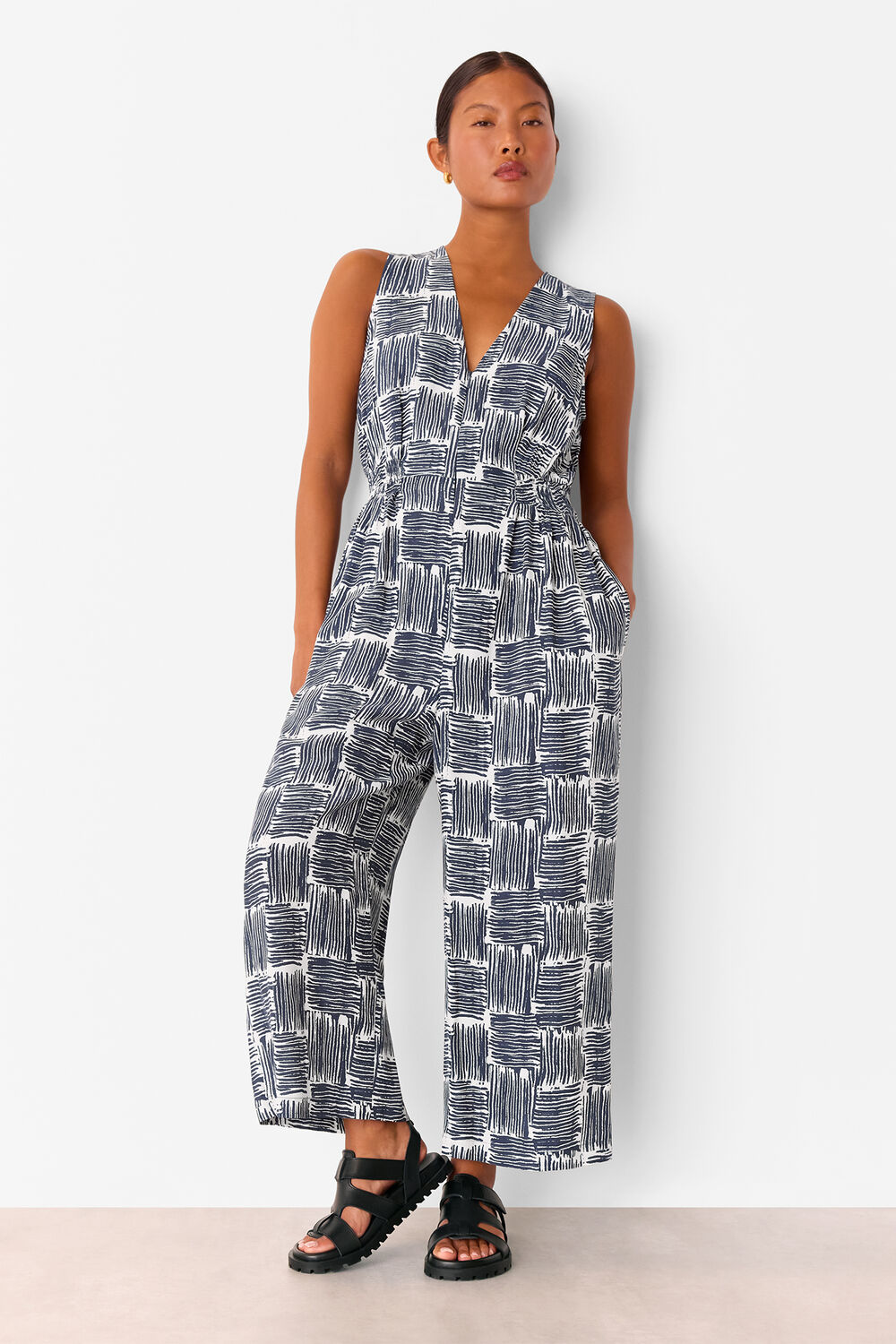 Petite Hatch Squares Jumpsuit