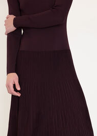 Funnel Neck Pleated Knit Dress