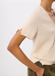 Short Sleeve Button Front Knit