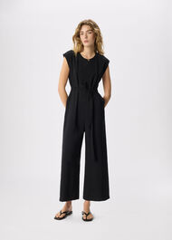 Button Detail Tie Jumpsuit