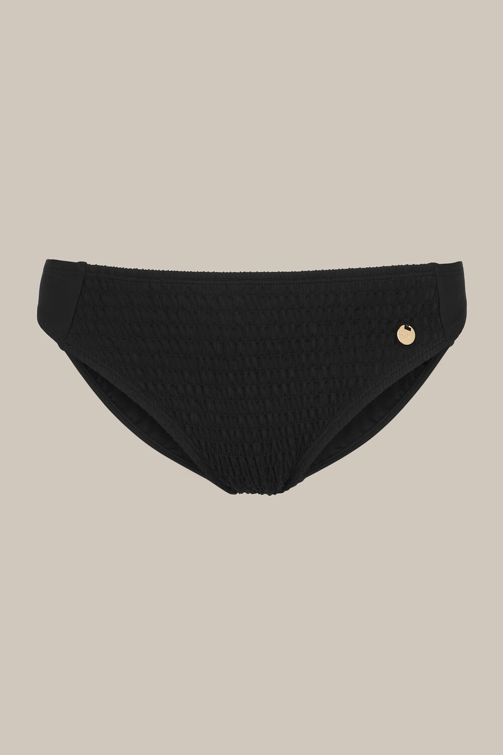Black Shirred Panelled Bikini Bottom